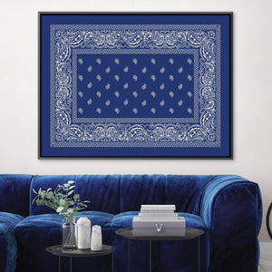 Paisley Bandana - Blue Canvas Art Clock Canvas
