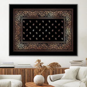 Paisley Bandana - Gold Canvas Art Clock Canvas