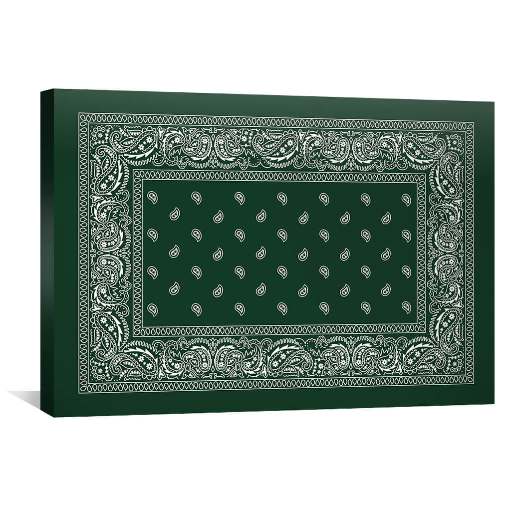 Paisley Bandana - Green Canvas Art 45 x 30cm / Unframed Canvas Print Clock Canvas