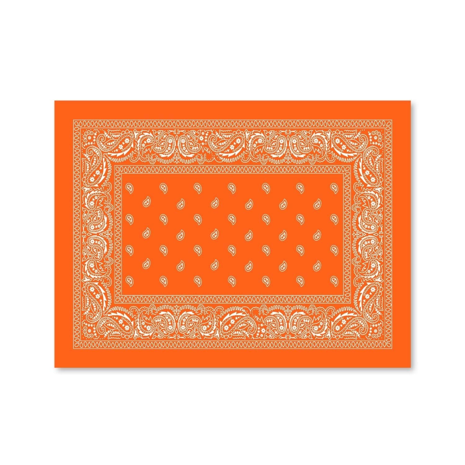 Paisley Bandana - Orange Canvas Art Clock Canvas
