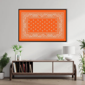 Paisley Bandana - Orange Clock Canvas