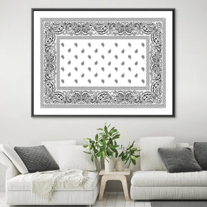 Paisley Bandana - White Canvas Art Clock Canvas