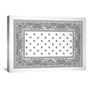 Paisley Bandana - White Canvas Art 45 x 30cm / Unframed Canvas Print Clock Canvas