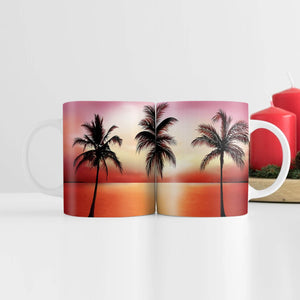 Palm Tree Horizon Mug Mug White Clock Canvas