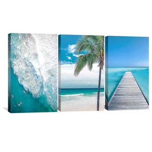Paradise Waters Canvas Art Set of 3 / 30 x 45cm / Unframed Canvas Print Clock Canvas