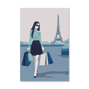 Paris Shopping Canvas Art Clock Canvas