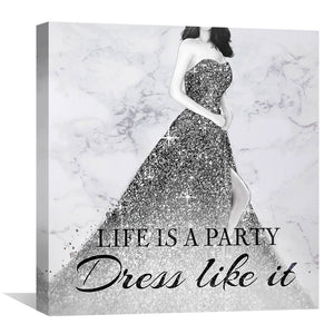Party Dress Canvas Art 30 x 30cm / Unframed Canvas Print Clock Canvas