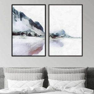 Pastel Mountains Canvas Art Set of 2 / 40 x 50cm / No Board - Canvas Print Only Clock Canvas