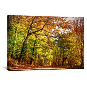 Pathway Through Autumn Leaves Canvas Art Clock Canvas