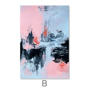 Pink And Grey Abstract Canvas Art Clock Canvas