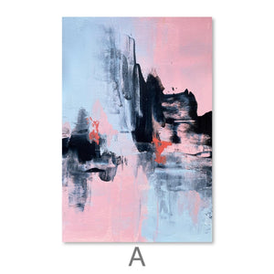 Pink And Grey Abstract Canvas Art Clock Canvas