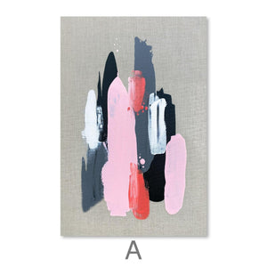 Pink Black And Grey Canvas Art A / 30 x 45cm / Unframed Canvas Print Clock Canvas