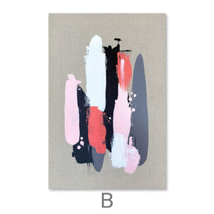 Pink Black And Grey Canvas Art B / 30 x 45cm / Unframed Canvas Print Clock Canvas