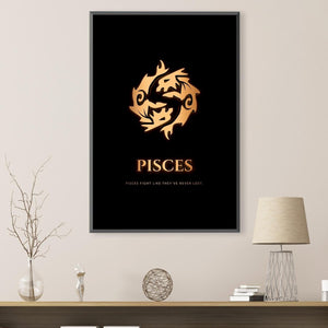 Pisces - Gold Canvas Art Clock Canvas