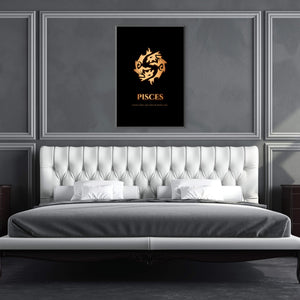 Pisces - Gold Clock Canvas