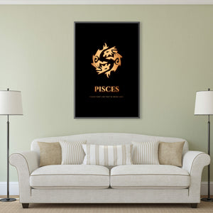 Pisces - Gold Clock Canvas