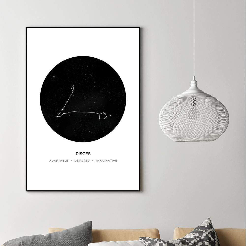 Pisces Traits Canvas Art Clock Canvas