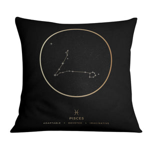 Pisces Traits Gold Cushion Cushion Cushion Square Clock Canvas