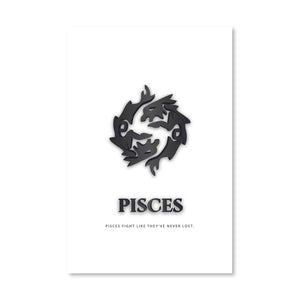 Pisces - White Canvas Art Clock Canvas