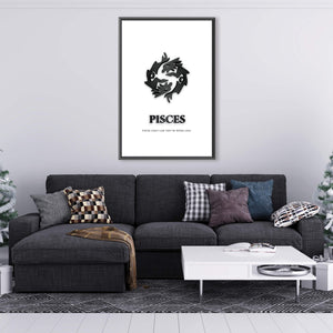Pisces - White Canvas Art Clock Canvas