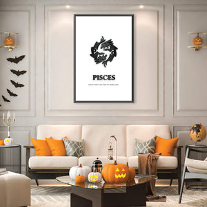Pisces - White Clock Canvas