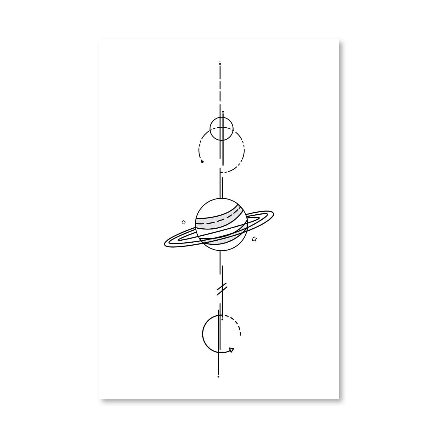 Planet Line Art Portrait Canvas Art Clock Canvas