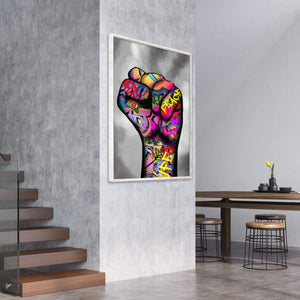 Power Fist Canvas Art Clock Canvas