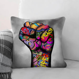 Power Fist Cushion Cushion Cushion Square Clock Canvas