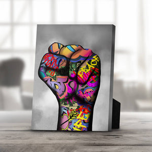 Power Fist Desktop Canvas Desktop Canvas 25 x 20cm Clock Canvas