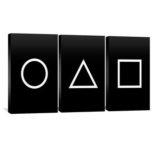 Primary Shapes Canvas Art Set of 3 / 30 x 45cm / Unframed Canvas Print Clock Canvas