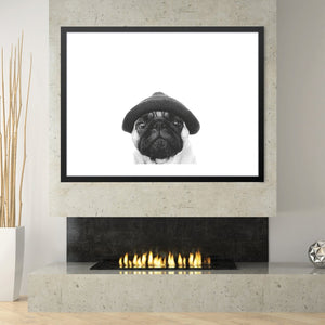 Pug Toque Print Art Clock Canvas