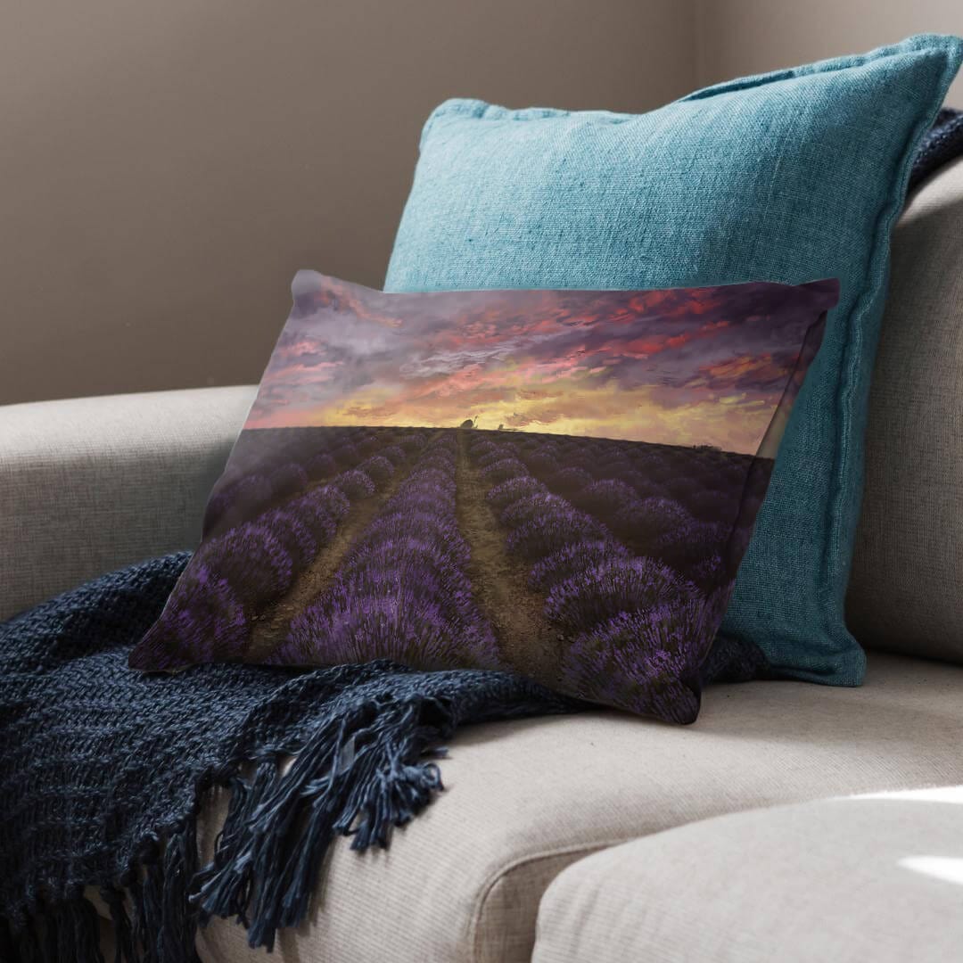 Purple Meadow Cushion Cushion Cushion Landscape Clock Canvas