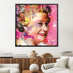 Queen Elizabeth Wall Canvas Art 30 x 30cm / Unframed Canvas Print Clock Canvas