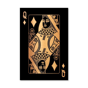 Queen of Diamonds - Gold Canvas Art Clock Canvas
