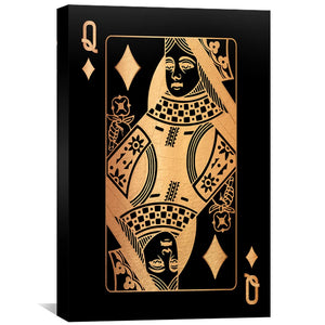 Queen of Diamonds - Gold Canvas Art 30 x 45cm / Standard Gallery Wrap Clock Canvas