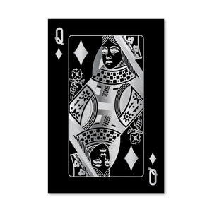 Queen of Diamonds - Silver Canvas Art Clock Canvas