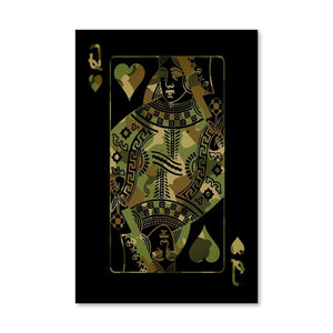 Queen of Hearts - Camo Canvas Art Clock Canvas