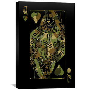 Queen of Hearts - Camo Canvas Art 30 x 45cm / Unframed Canvas Print Clock Canvas