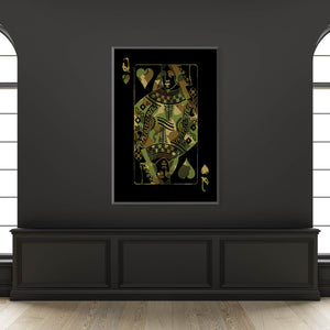 Queen of Hearts - Camo Clock Canvas