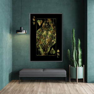 Queen of Hearts - Camo Clock Canvas
