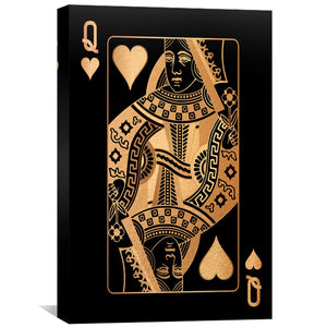 Queen of Hearts - Gold Canvas Clock Canvas
