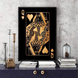 Queen of Hearts - Gold Clock Canvas