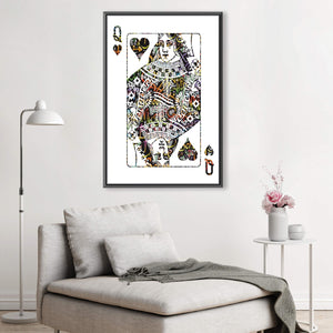 Queen of Hearts - Graffiti Clock Canvas