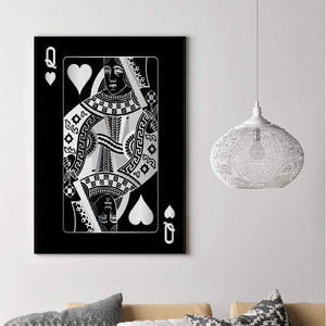 Queen of Hearts - Silver Clock Canvas