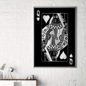Queen of Hearts - Silver Clock Canvas