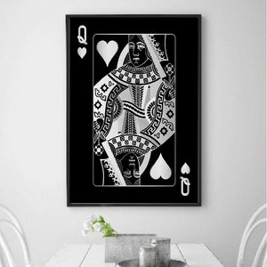 Queen of Hearts - Silver Clock Canvas