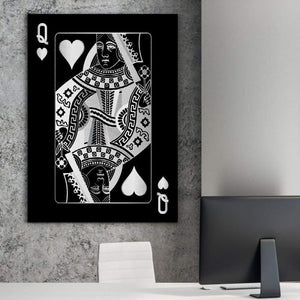 Queen of Hearts - Silver Clock Canvas