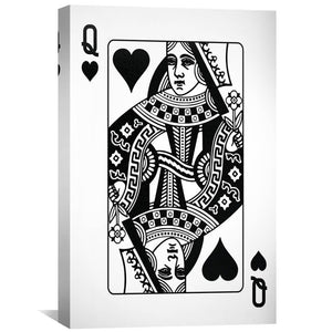 Queen of Hearts - White Canvas Art 30 x 45cm / Unframed Canvas Print Clock Canvas