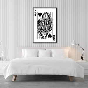 Queen of Hearts - White Clock Canvas
