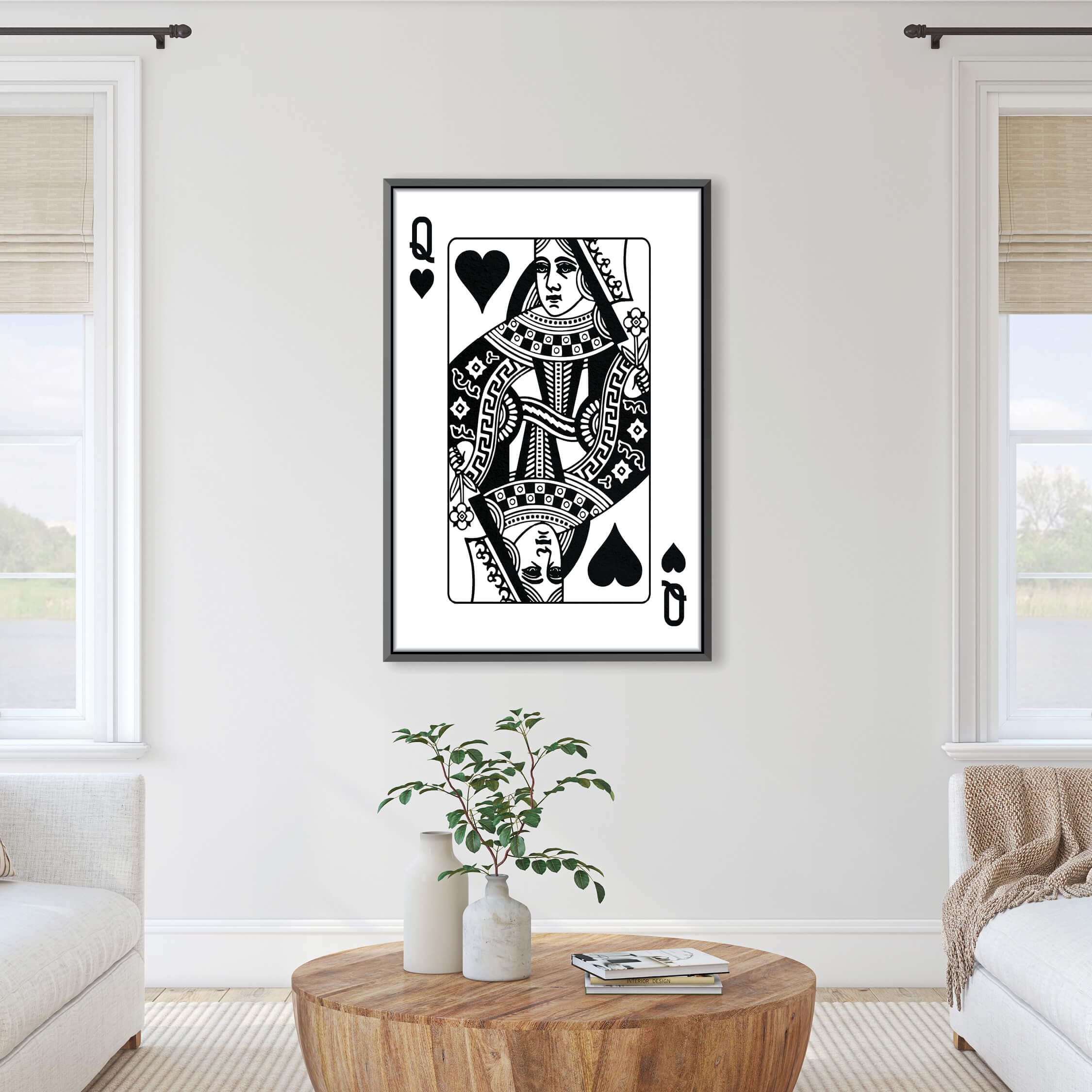 Queen of Hearts - White Clock Canvas